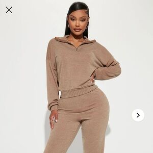 Fashion Nova Right Again Jogger Set Taupe Sz M